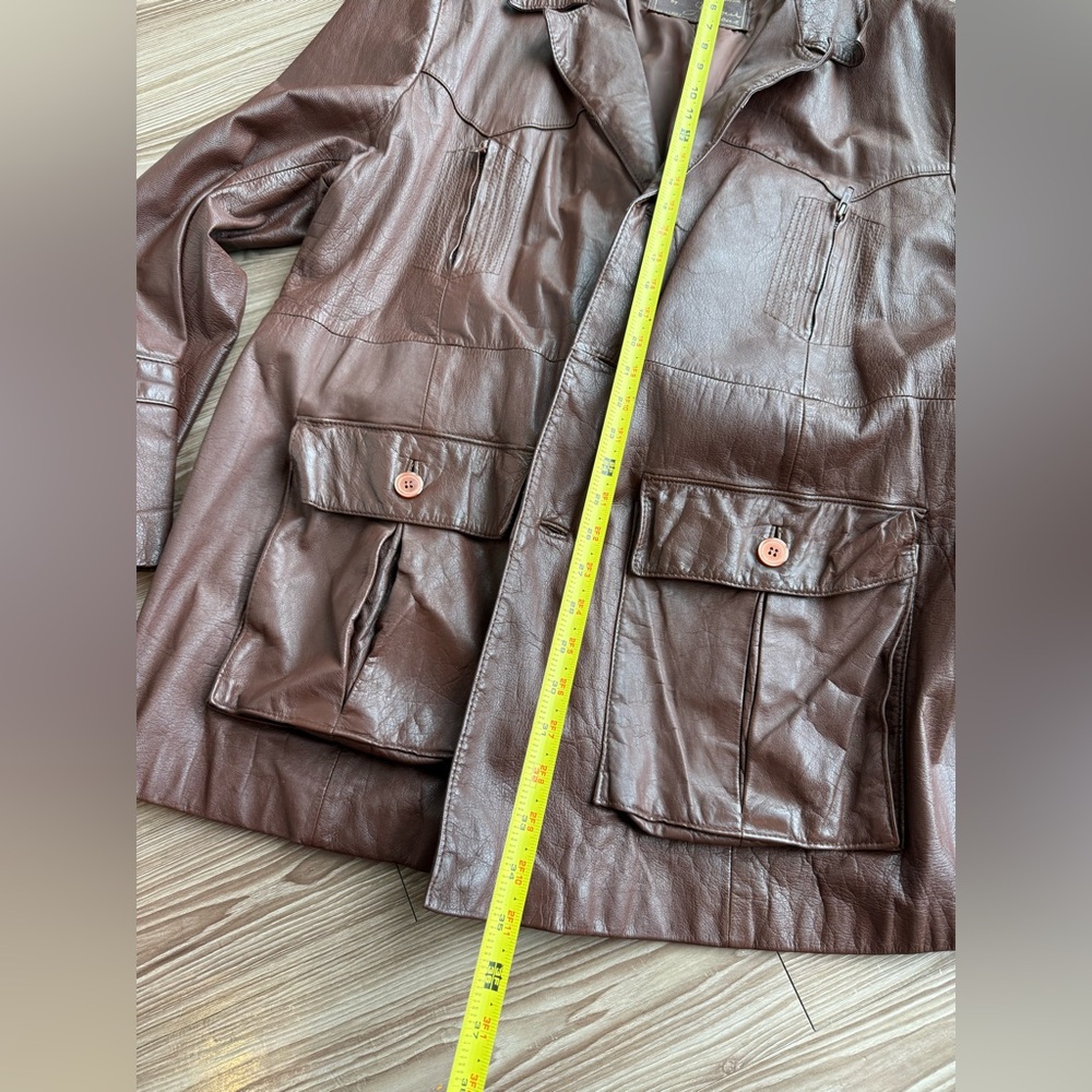 Vintage 1970’s Johnnie Owen’s Men’s Brown Leather Jacket - Genuine Leather - Picture 12 of 13